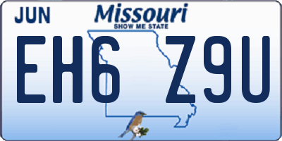 MO license plate EH6Z9U