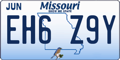 MO license plate EH6Z9Y