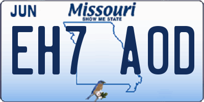 MO license plate EH7A0D