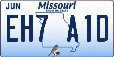 MO license plate EH7A1D