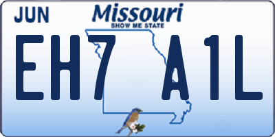 MO license plate EH7A1L