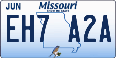 MO license plate EH7A2A