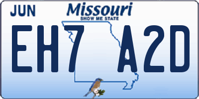 MO license plate EH7A2D