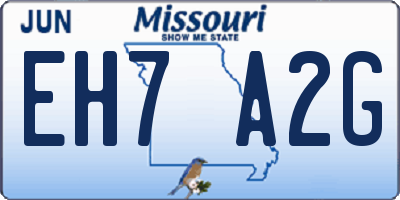 MO license plate EH7A2G