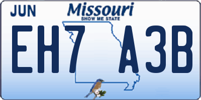 MO license plate EH7A3B
