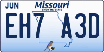 MO license plate EH7A3D