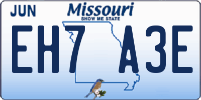 MO license plate EH7A3E