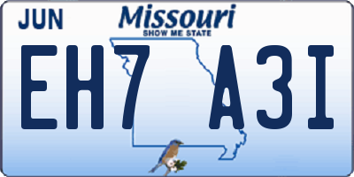 MO license plate EH7A3I