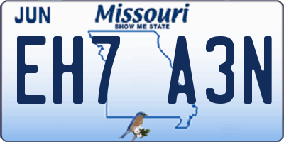 MO license plate EH7A3N