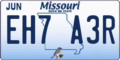 MO license plate EH7A3R