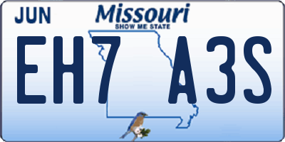 MO license plate EH7A3S