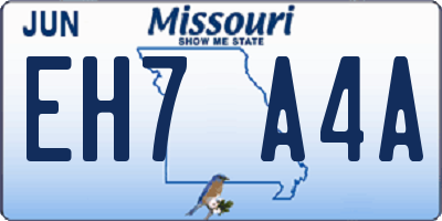 MO license plate EH7A4A