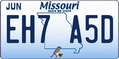 MO license plate EH7A5D