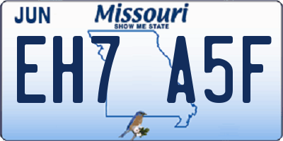 MO license plate EH7A5F