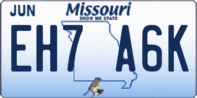 MO license plate EH7A6K