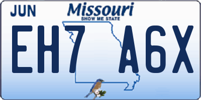 MO license plate EH7A6X