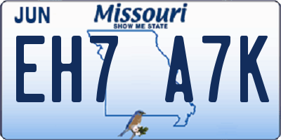 MO license plate EH7A7K