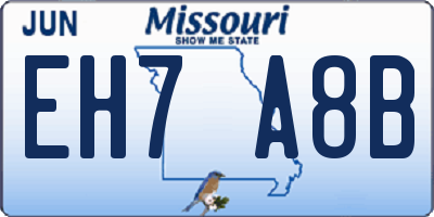 MO license plate EH7A8B