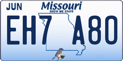 MO license plate EH7A8O