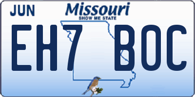 MO license plate EH7B0C