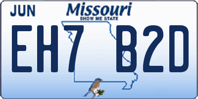 MO license plate EH7B2D