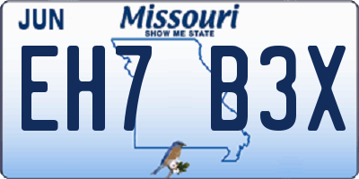 MO license plate EH7B3X