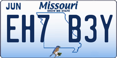 MO license plate EH7B3Y