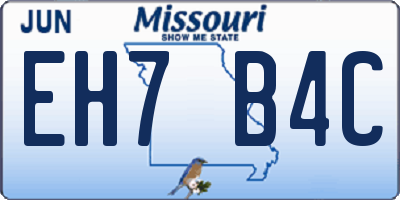 MO license plate EH7B4C