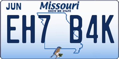 MO license plate EH7B4K