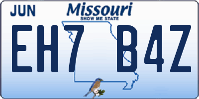 MO license plate EH7B4Z