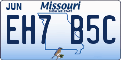 MO license plate EH7B5C
