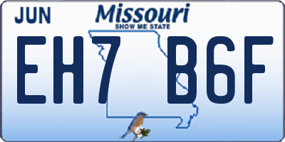 MO license plate EH7B6F