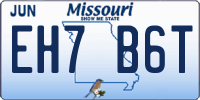 MO license plate EH7B6T