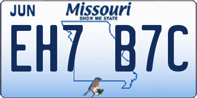 MO license plate EH7B7C