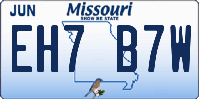 MO license plate EH7B7W
