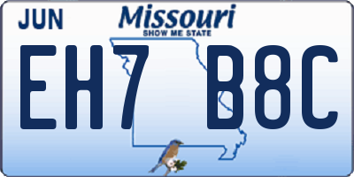 MO license plate EH7B8C