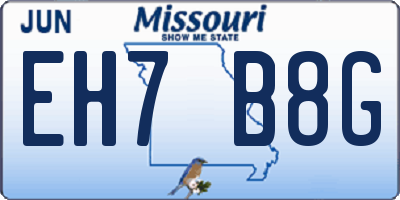 MO license plate EH7B8G