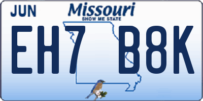 MO license plate EH7B8K