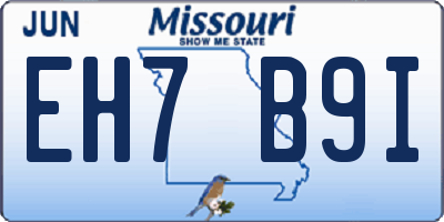 MO license plate EH7B9I