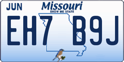 MO license plate EH7B9J