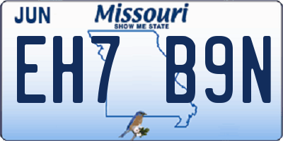 MO license plate EH7B9N