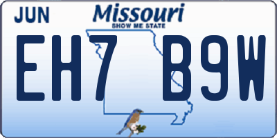 MO license plate EH7B9W