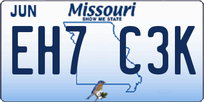 MO license plate EH7C3K