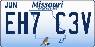 MO license plate EH7C3V
