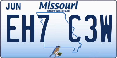 MO license plate EH7C3W