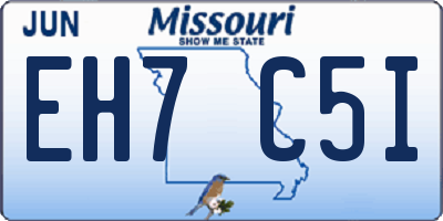 MO license plate EH7C5I