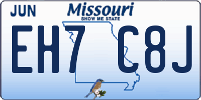 MO license plate EH7C8J