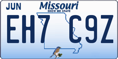 MO license plate EH7C9Z