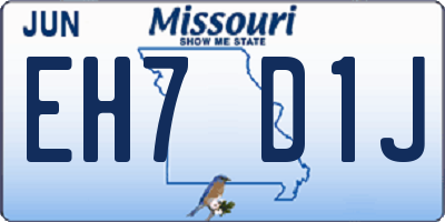MO license plate EH7D1J