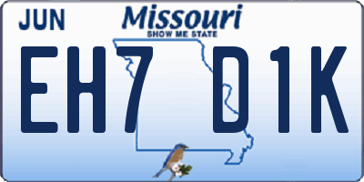 MO license plate EH7D1K